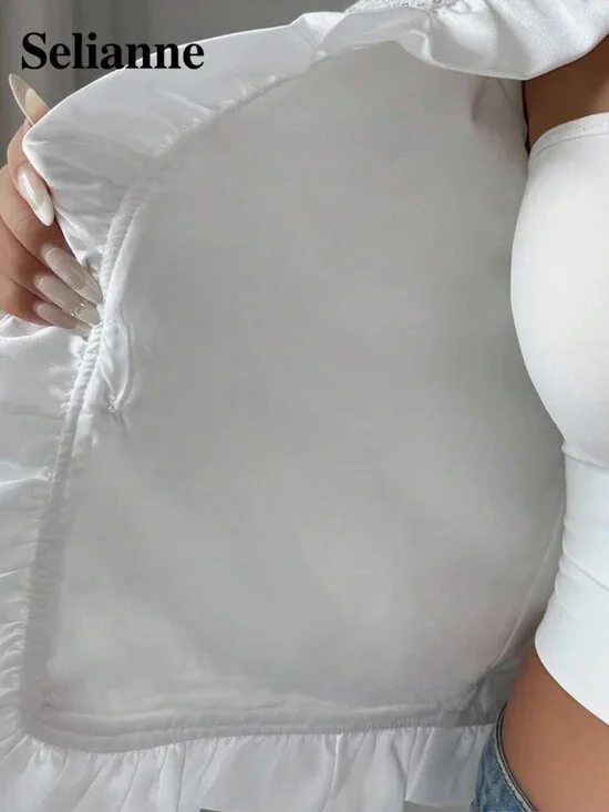 Selianne Women's Button & Sequence Ruffle Trim Jacket - Picture 5 of 5